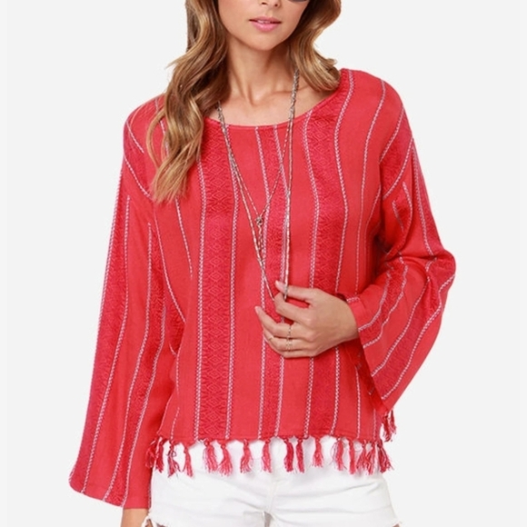 Billabong The Heart Seas Striped Red Top - Picture 2 of 11